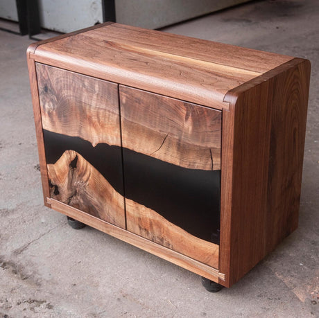 Claro Walnut and Black Resin Cabinet