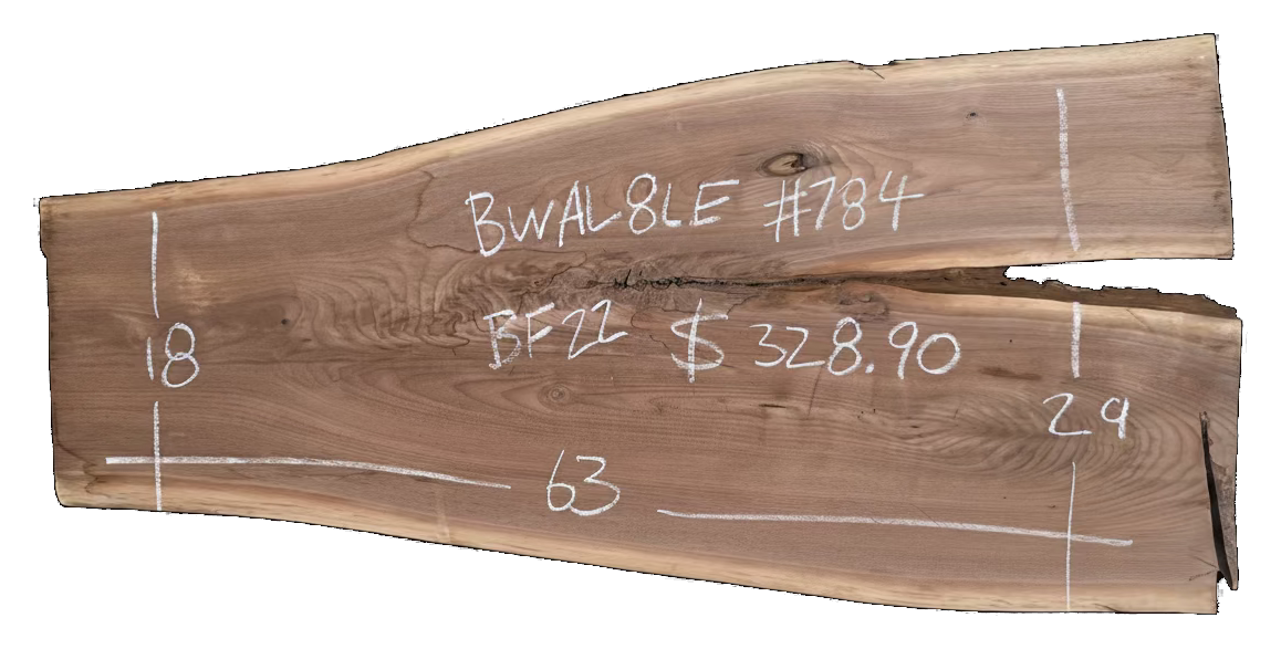 Black Walnut 8/4 Live Edge #784