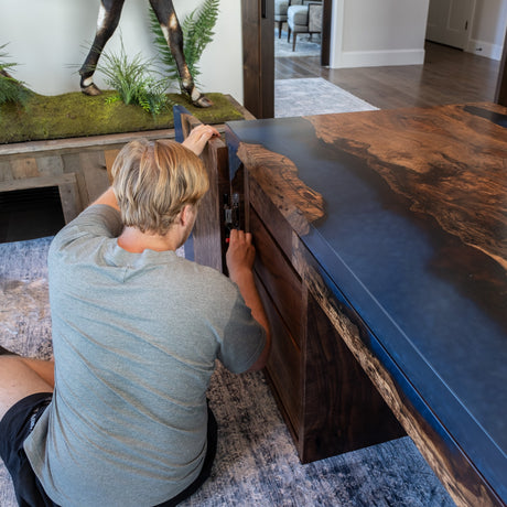 Bastogne Walnut Waterfall Desk