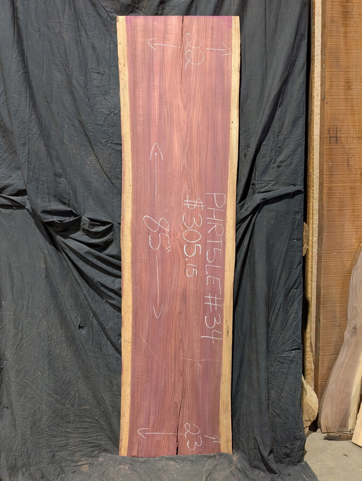 Purpleheart 5/4 Live Edge #034