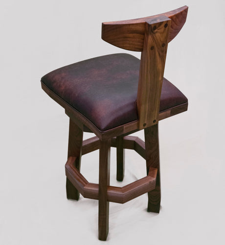 Walnut and Leather Bar Stools