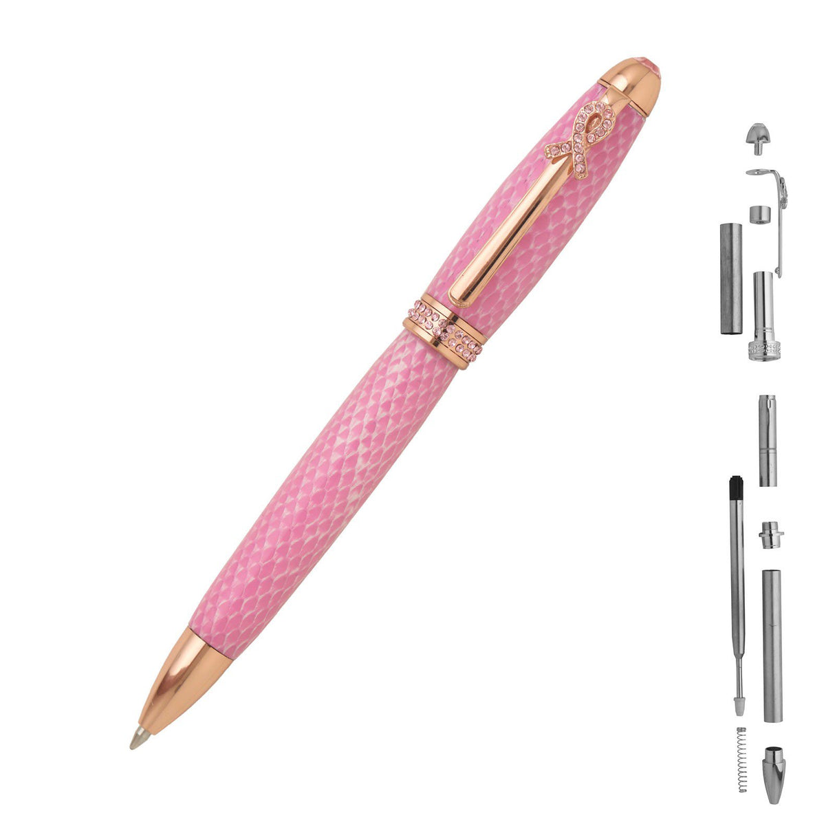 Breast Cancer Awareness Twist Pen Kit with Pink Crystals