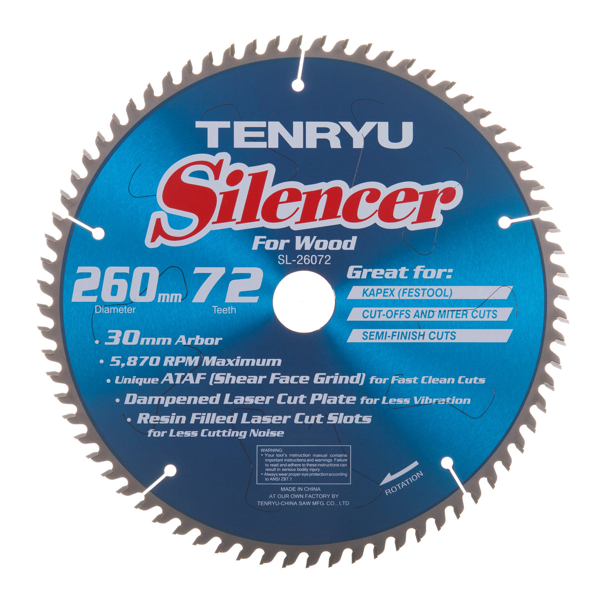 Silencer Miter Blade - 260mm, 72T