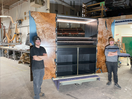 Maple Burl and Blue Resin Cabinet