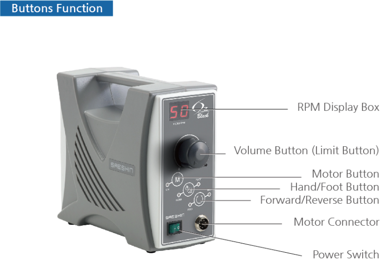 Oz Black Micro Motor Hand Piece Set