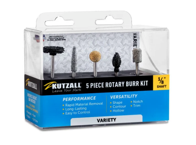 1/8" Shaft, 5 Piece Variety Burr Kit (RSX-34-EC, T-18-E, S-38-EG, BN-14-E, FLX-14-EC)