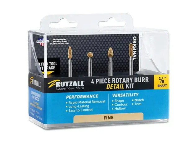 1/8" Shaft, 4 Piece Fine Detail Burr Kit (T-116-EG, S-18-EG, BN-116-EG, FL-18-EG)