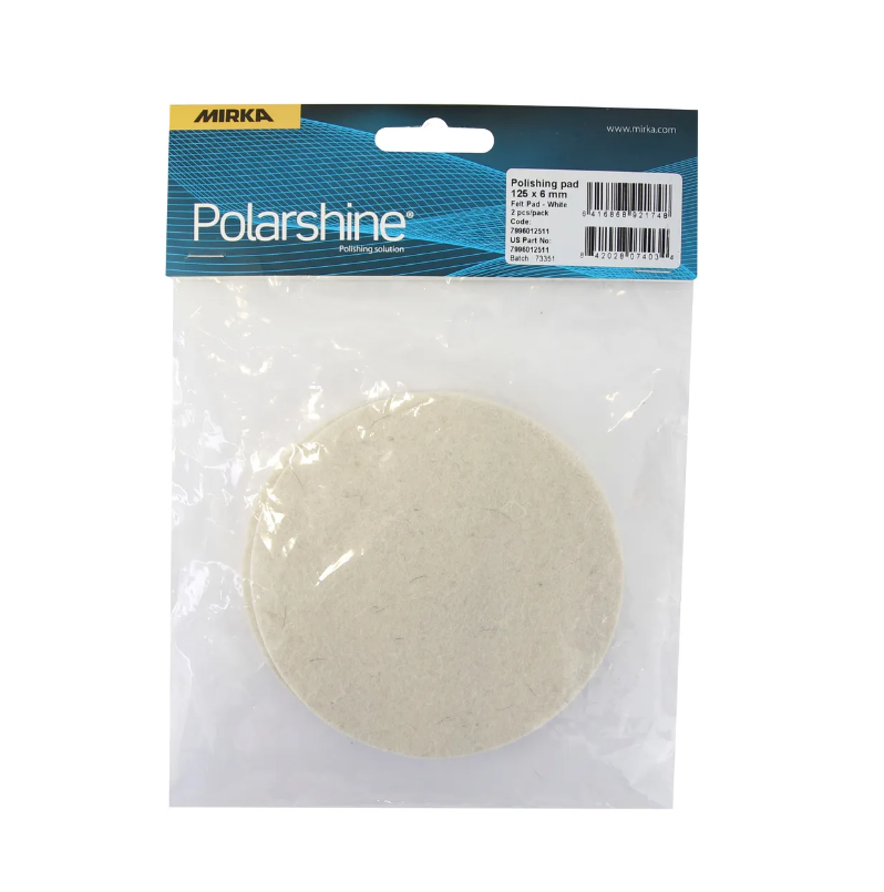 Felt Polishing Pad 5" x 1/4" White, High Density, 2 pack