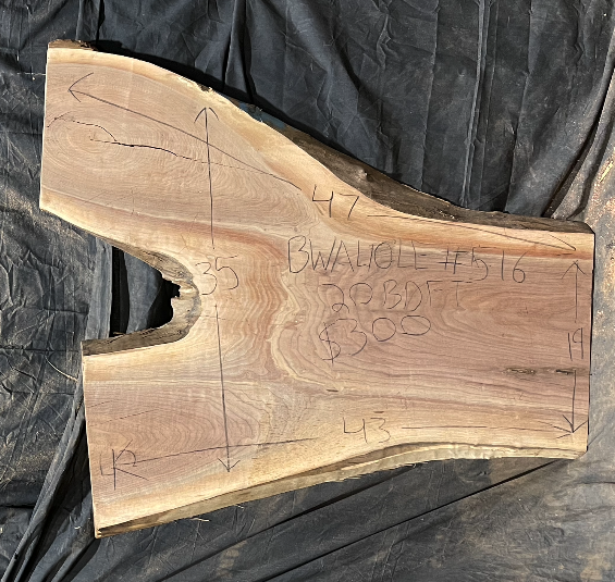 Black Walnut 10/4 Live Edge #516