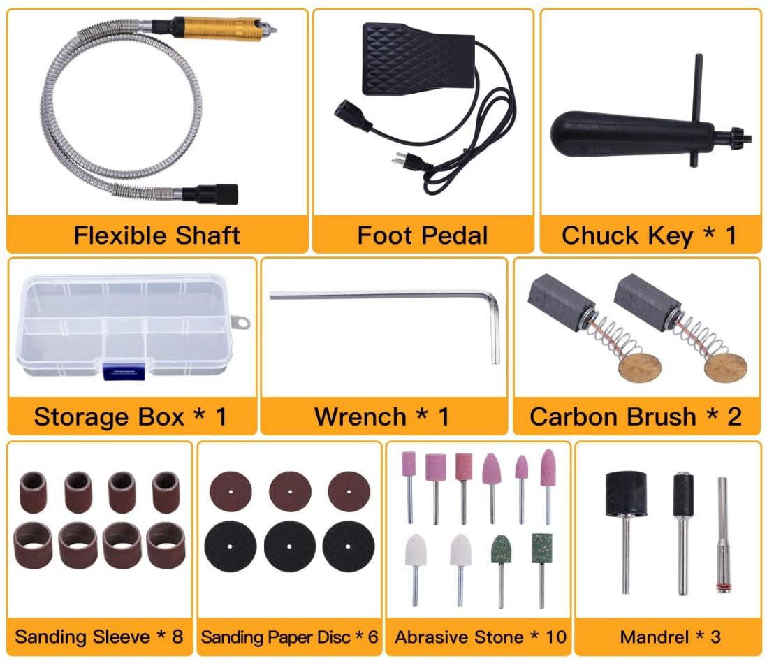 Electric Flex Shaft Rotary Power Carver - 1000W, 30000RPM