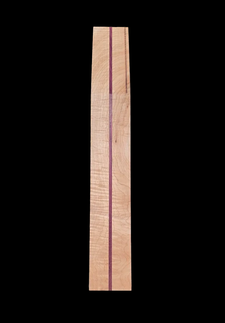 Laminated Acoustic Guitar Neck - Figured Maple and Purple Heart Inlay