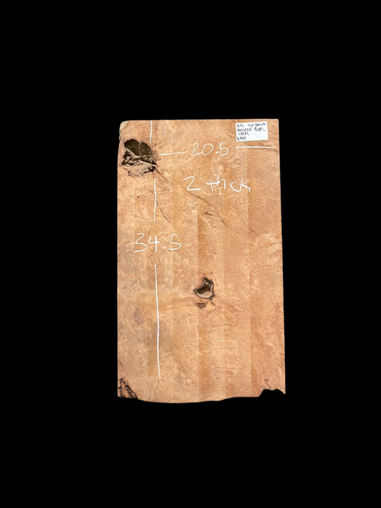 Old Growth Redwood Burl Slab B151