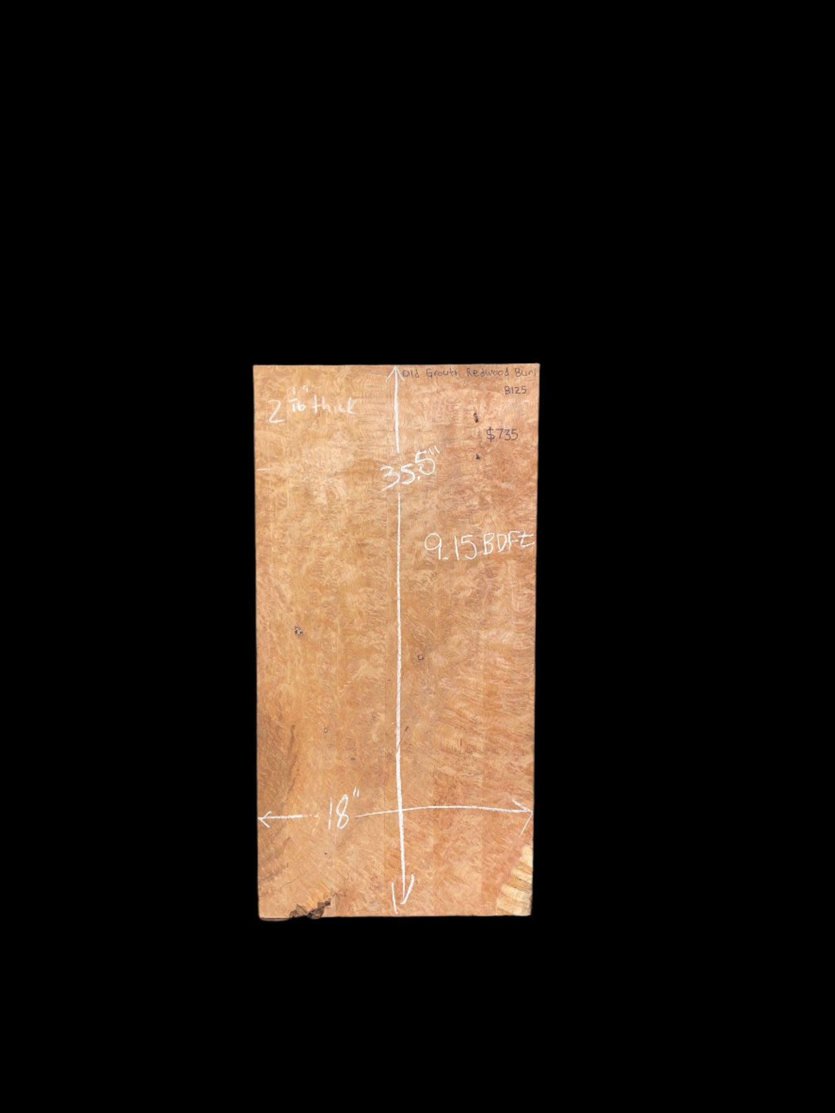 Old Growth Redwood Burl Slab B125