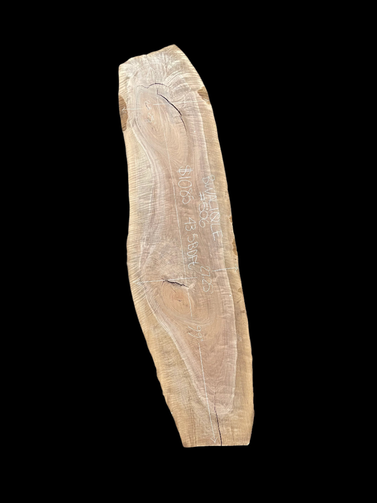 Black Walnut 10/4 Live Edge #506