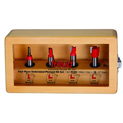 4 Piece Undersized Plywood Bit Set, 1/2" Shank