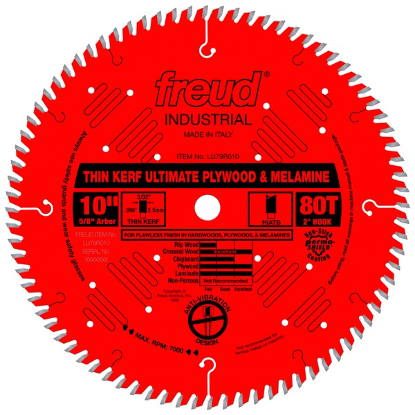 10" Thin Kerf Ultimate Plywood & Melamine Blade, 80T
