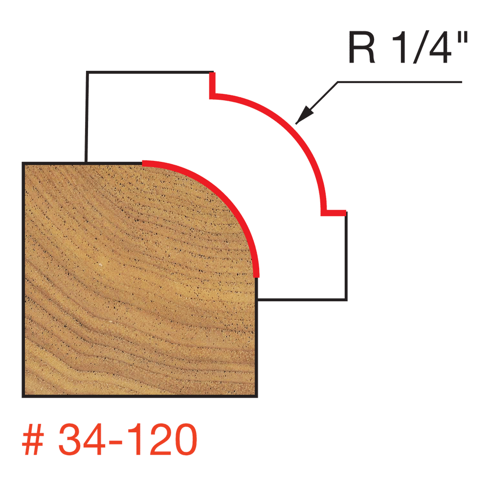 1/4" Radius Rounding Over Bit, Quadra Cut