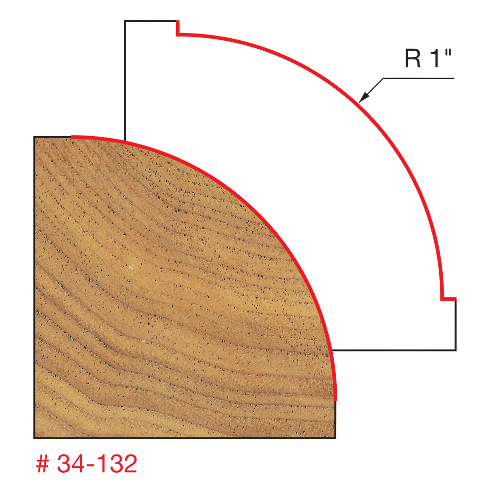 1" Radius Rounding Over Bit, Quadra Cut
