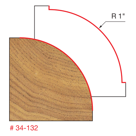 1" Radius Rounding Over Bit, Quadra Cut