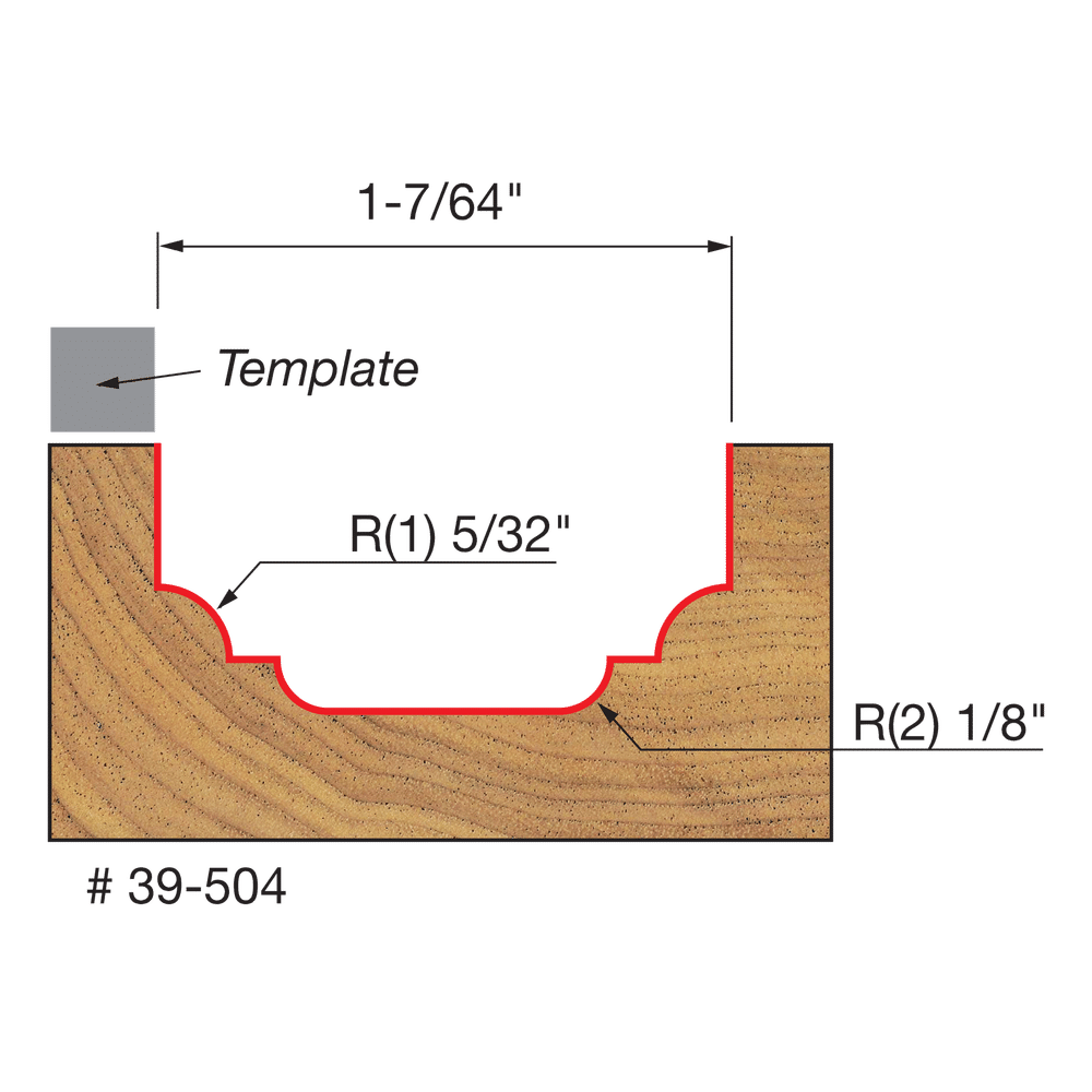 1"-7/64" Top Bearing Classical Cove & Bead Groove with 3/8" Shank