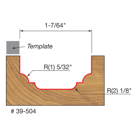 1"-7/64" Top Bearing Classical Cove & Bead Groove with 3/8" Shank