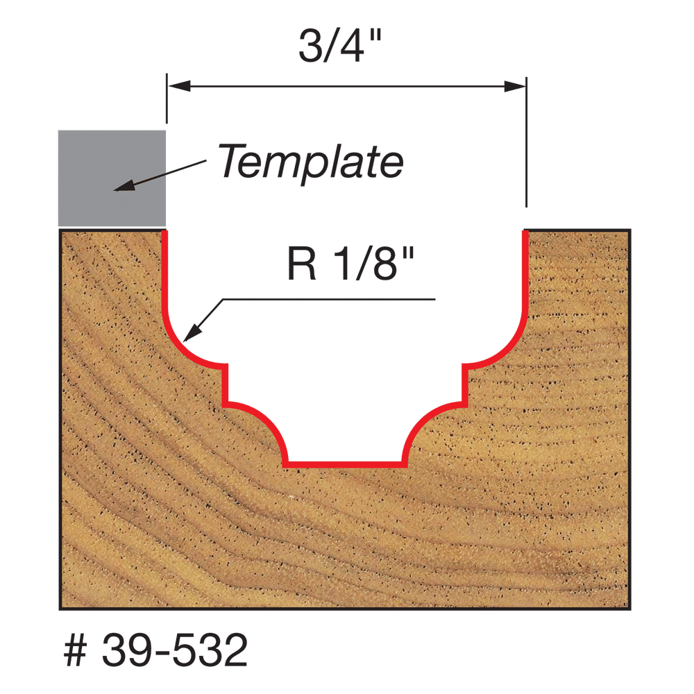 1/8" Radius Top Bearing Cove & Bead Groove Bit