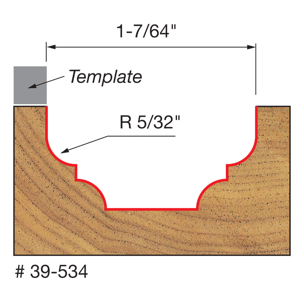 5/32" Radius Top Bearing Cove & Bead Groove Bit with 3/8" Shank