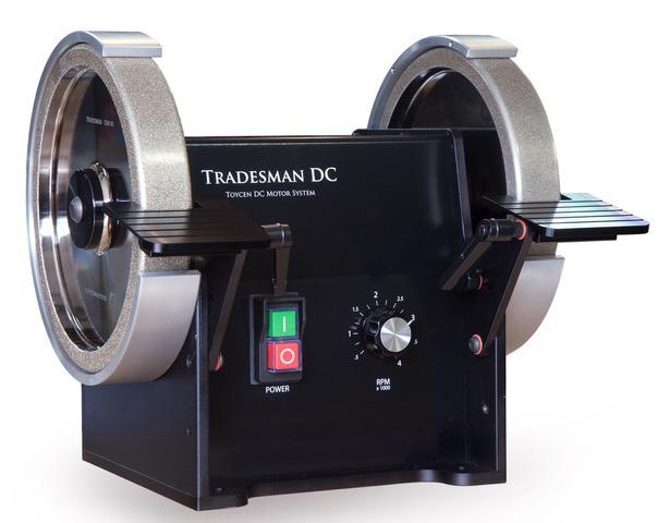Tradesman DC Variable Speed 8" Bench Grinder CSA w Tradesman  left-flat 80 & 600cr Grit Wheels w Standard Tool Rests