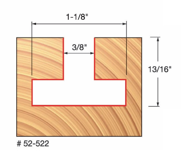 1"-1/8" T"-Slotting Cutter Bit (For 3/8" Slats)