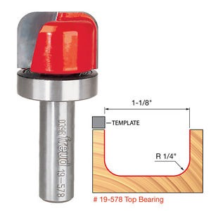 1-1/8" Diameter Dish Carving Bit, 1/4" Radius
