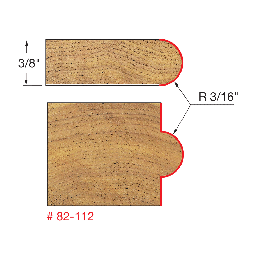 3/16" Radius Half Round Bit