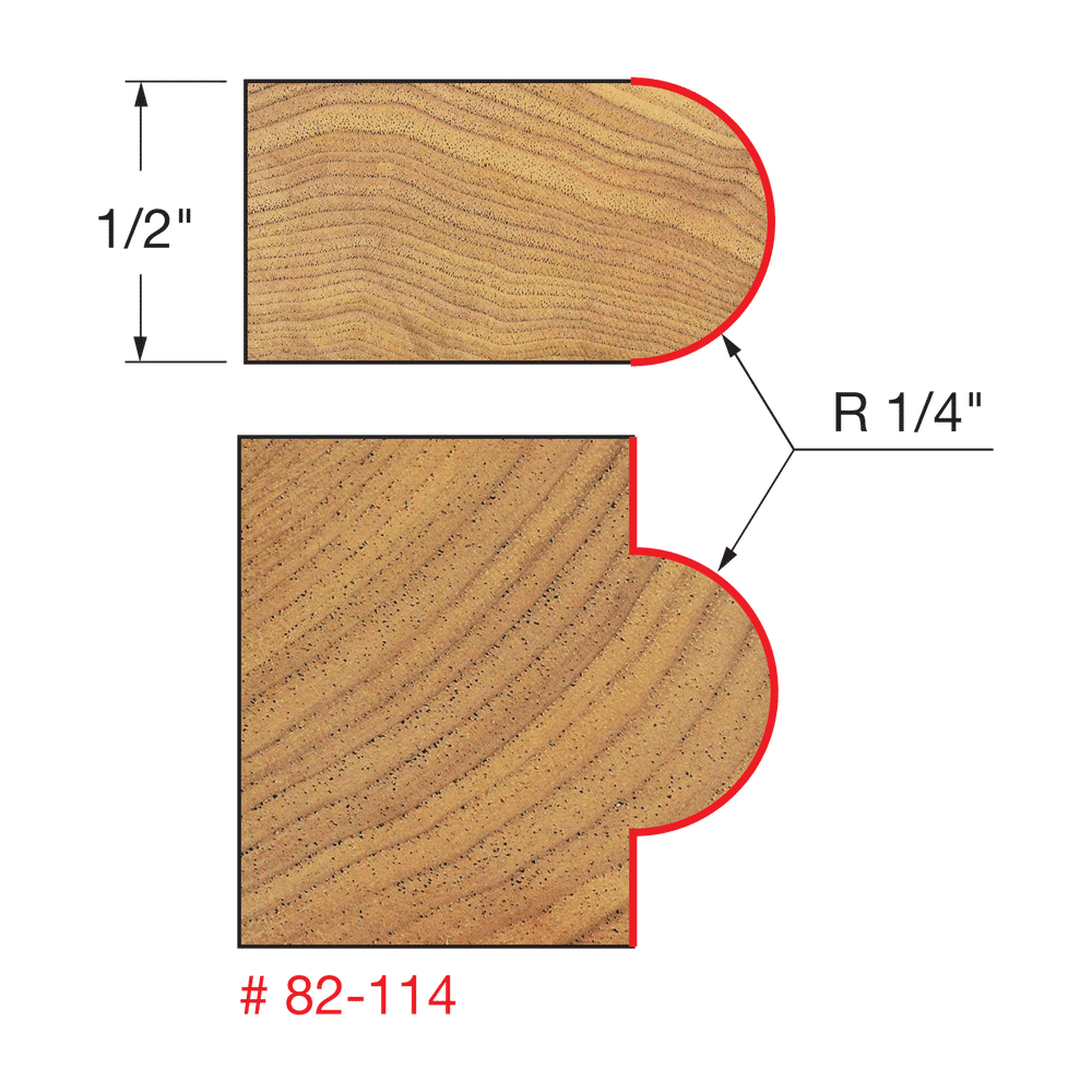 1/4" Radius Half Round Bit