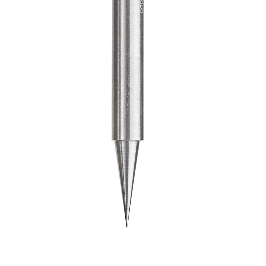 18 Deg x 1/4 Dia x 5/8 x 1/4 Inch Shank x 1-Flute Solid Carbide Carving Liner