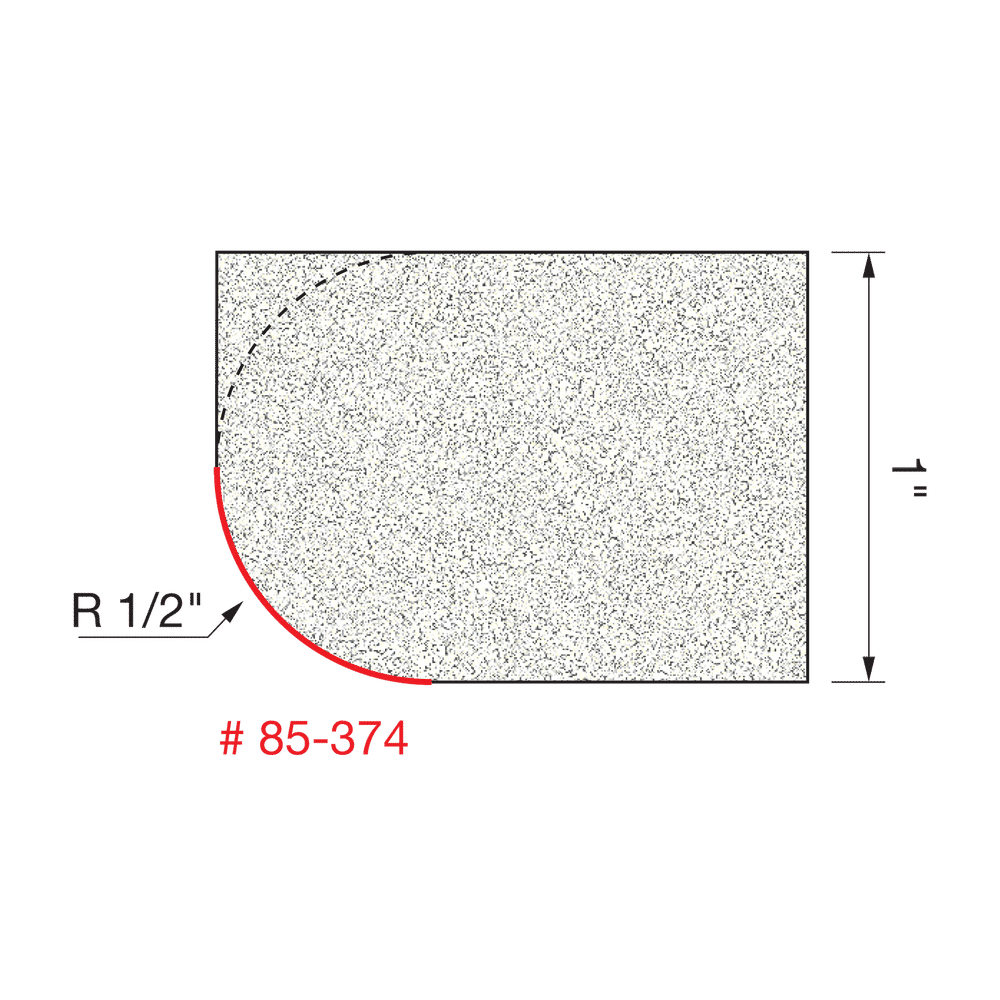 1/2" Radius Under Rounding Bit For Bull Nose