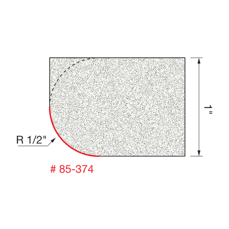 1/2" Radius Under Rounding Bit For Bull Nose