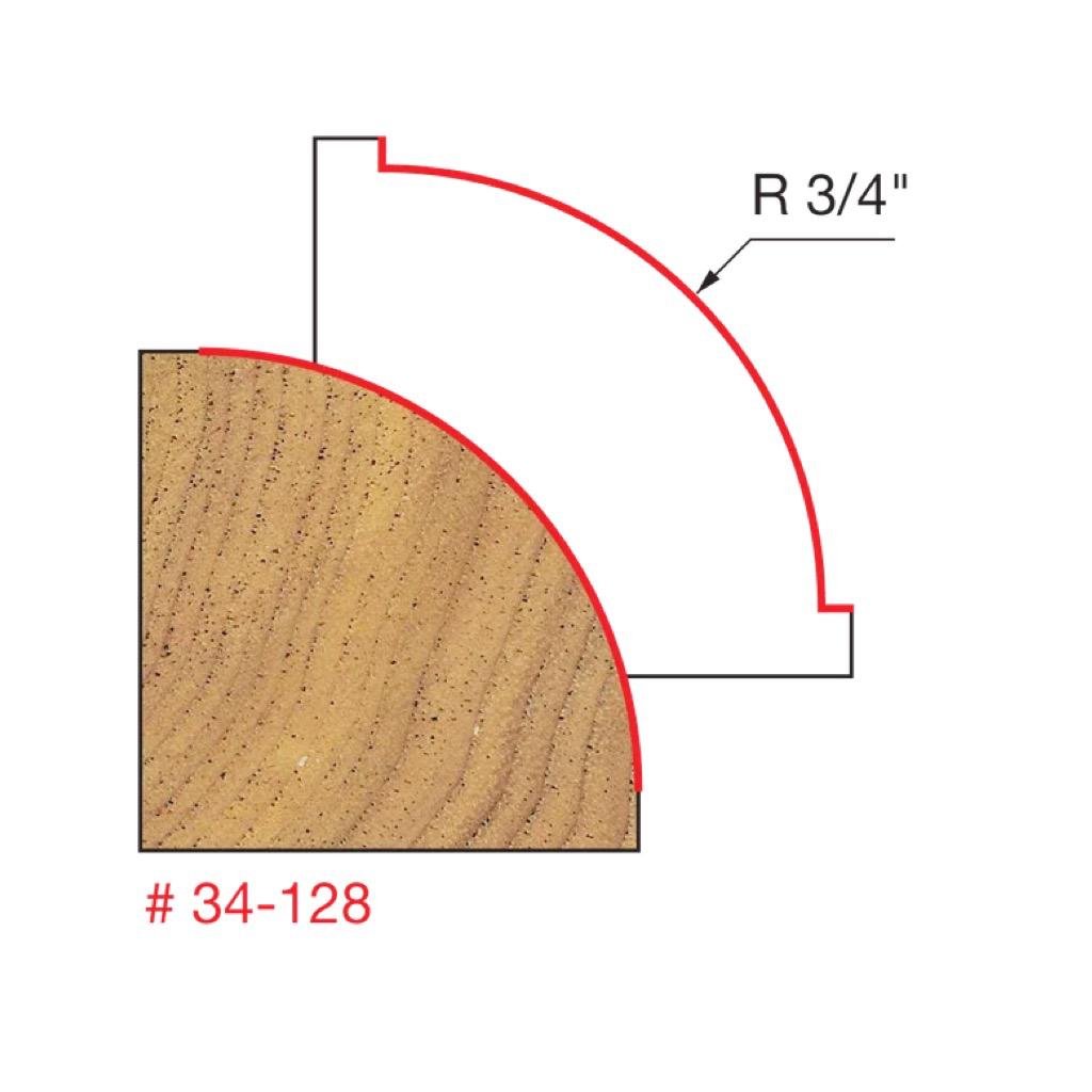3/4" Radius Rounding Over Bit, Quadra Cut