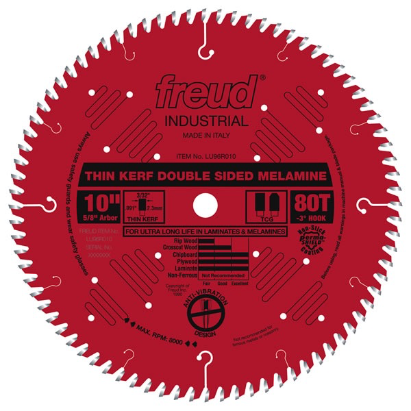 10" Thin Kerf Double Sided Laminate / Melamine, 80T