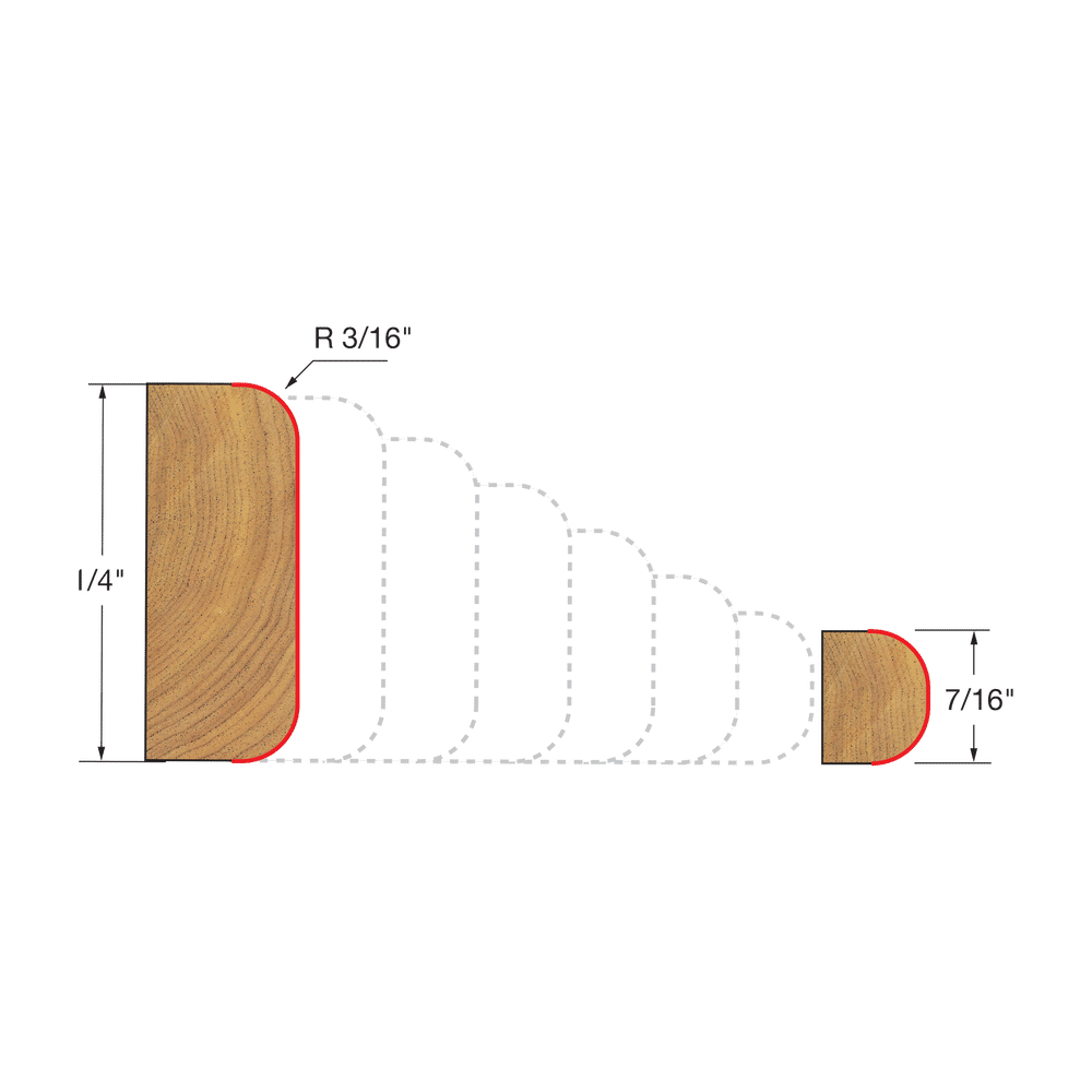 3/16" Radius Variable Corner Round Bit