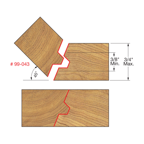 1"-15/32" Lock Miter Bit, 22.5deg