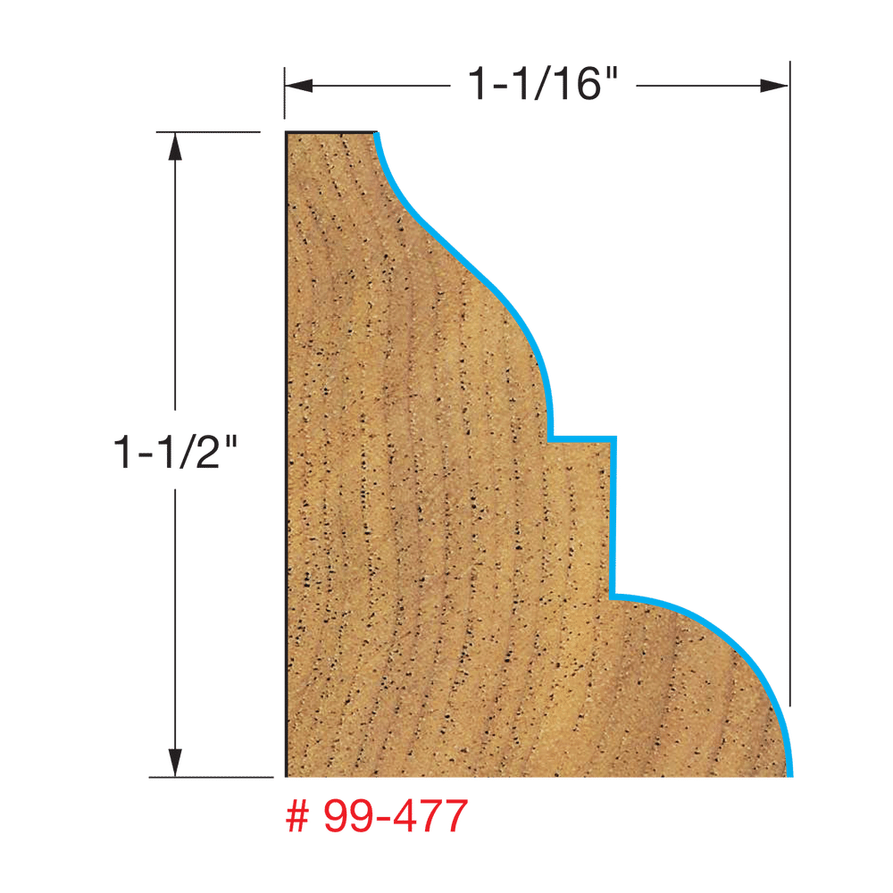 1-1/2" x 1-1/16" Chair Rail Bit
