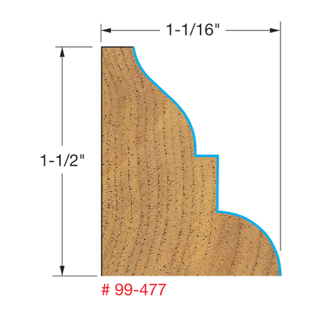 1-1/2" x 1-1/16" Chair Rail Bit