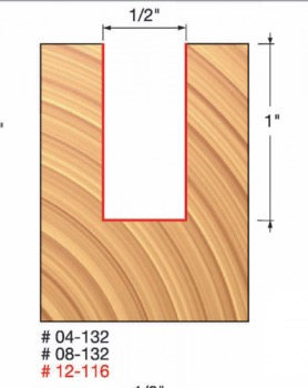 1/2" x 1" Double Flute Straight Bit
