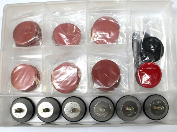 Box Sanding Set Pro Sander Kit, 6 x 47mm Heads w/ Interface Pads & 120 Abrasive Discs