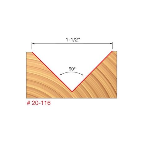 1"-1/2" V Grooving Bit, 90deg