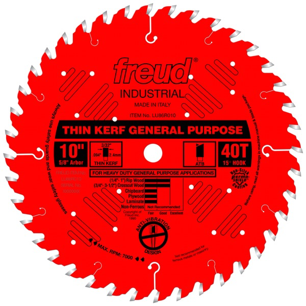 10" Thin Kerf General Purpose Blade, 40T