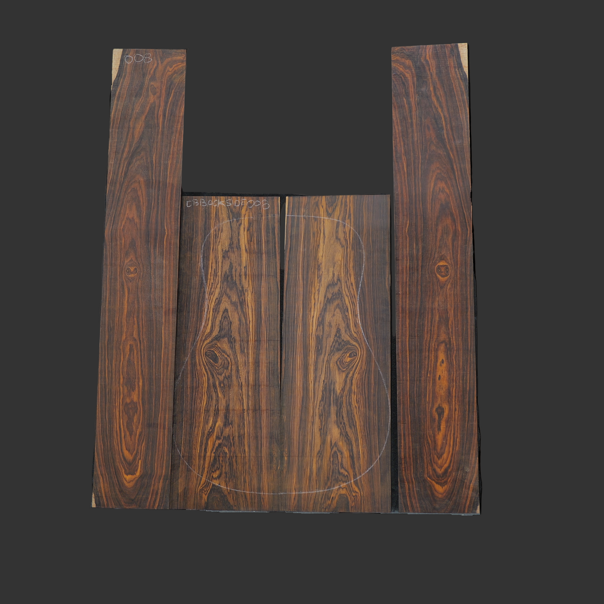 Cocobolo Acoustic Guitar Back and Side Set #008