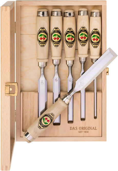 6-Piece Chisel Set In Wooden Box, Two Cherries
