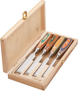 4-Piece W.I.N.A.C. Chisel Set In Wooden Box, Two Cherries