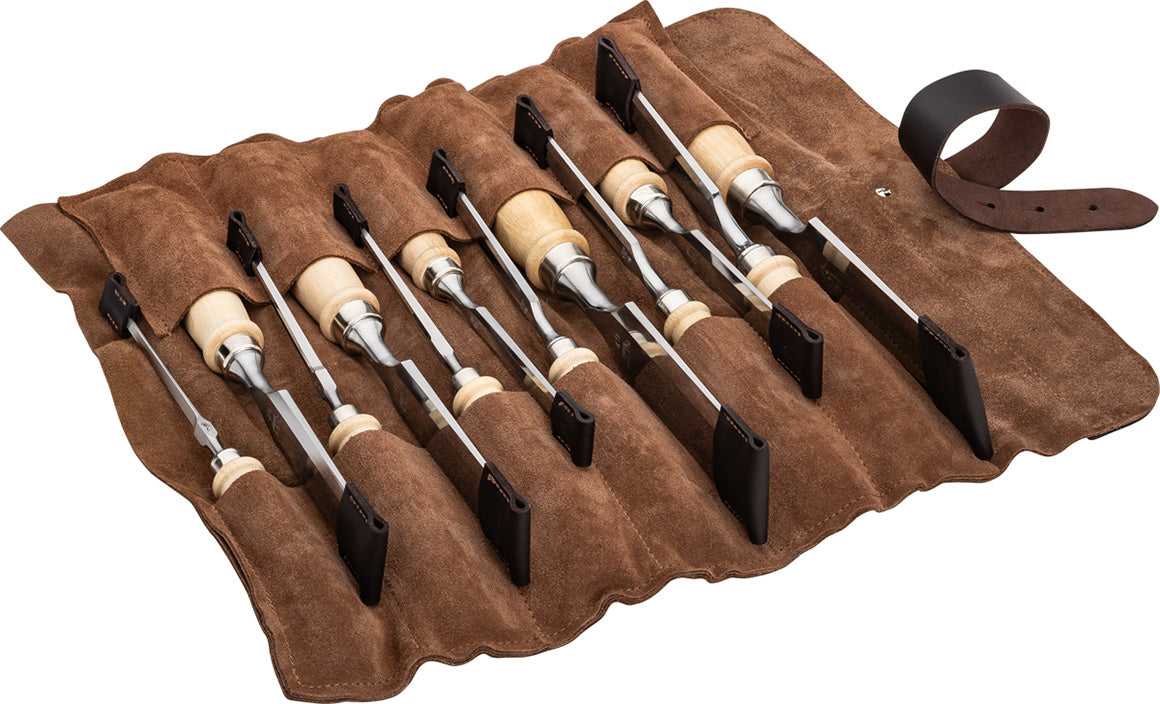 12-Piece Chisel Set In Leather Case, Two Cherries