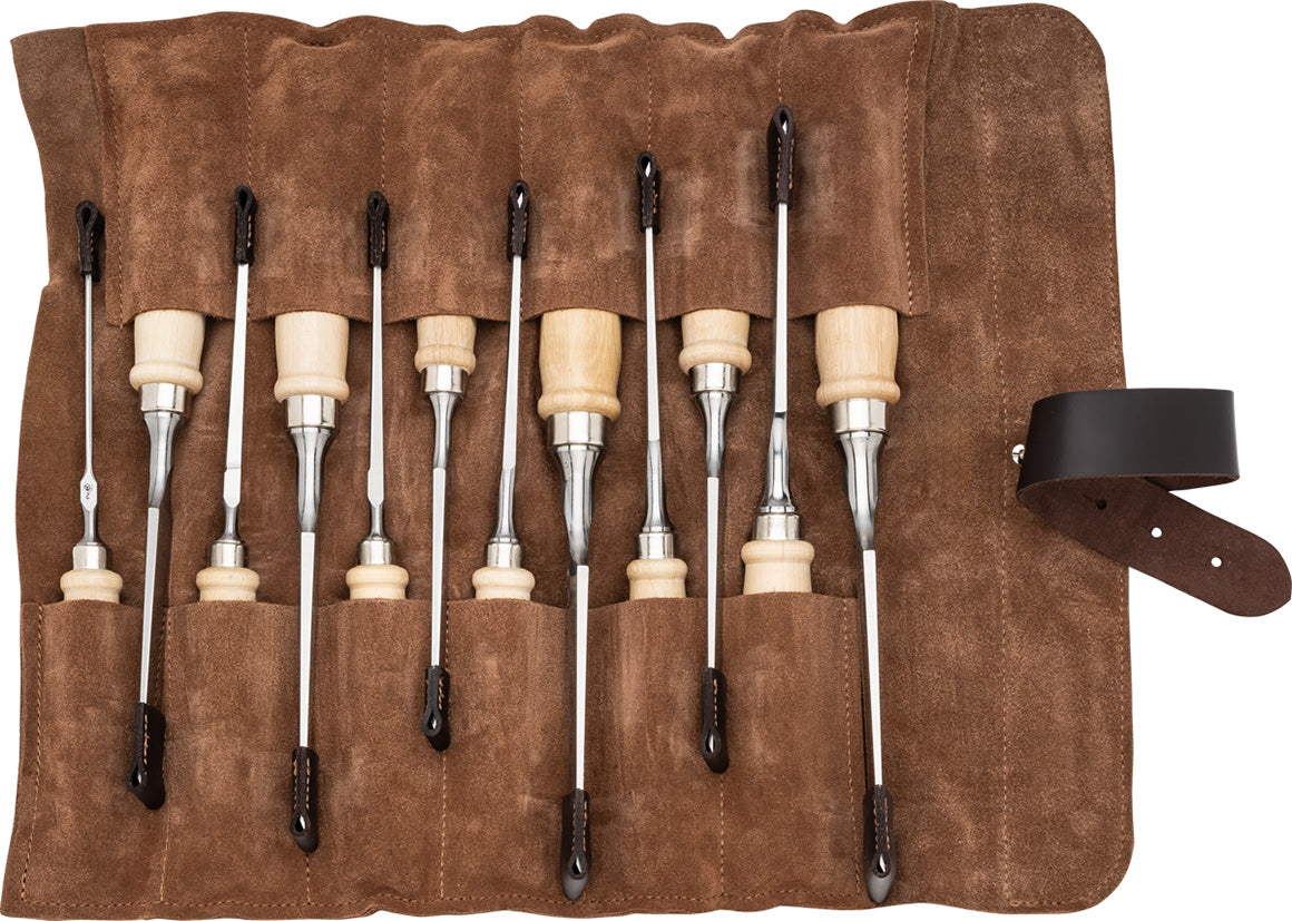 12-Piece Chisel Set In Leather Case, Two Cherries